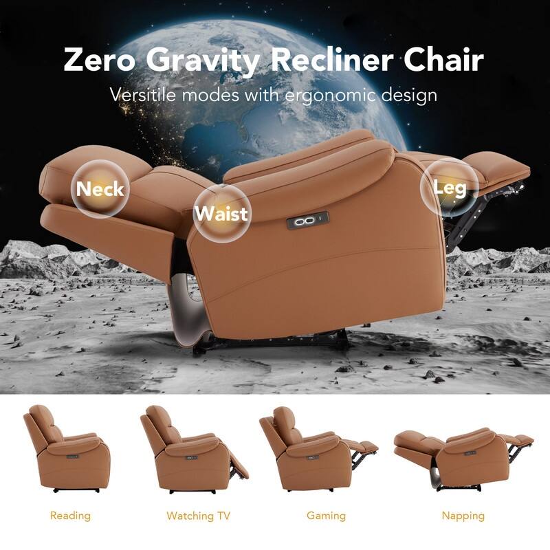 Spruce & Spring Gavin Power Genuine Leather Recliner Chair Zero-Gravity Recliner