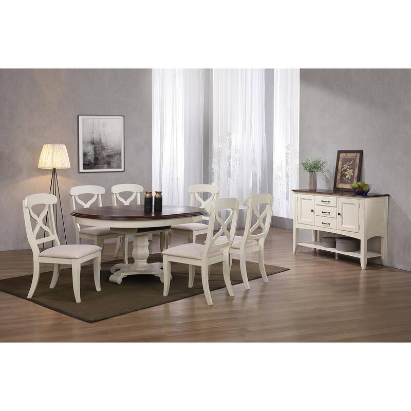 Extendable Dining Set - 8 Piece Round/Oval Table & Chairs - Art Deco Style