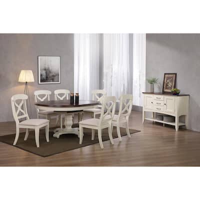 Extendable Dining Set - 8 Piece Round/Oval Table & Chairs - Art Deco Style
