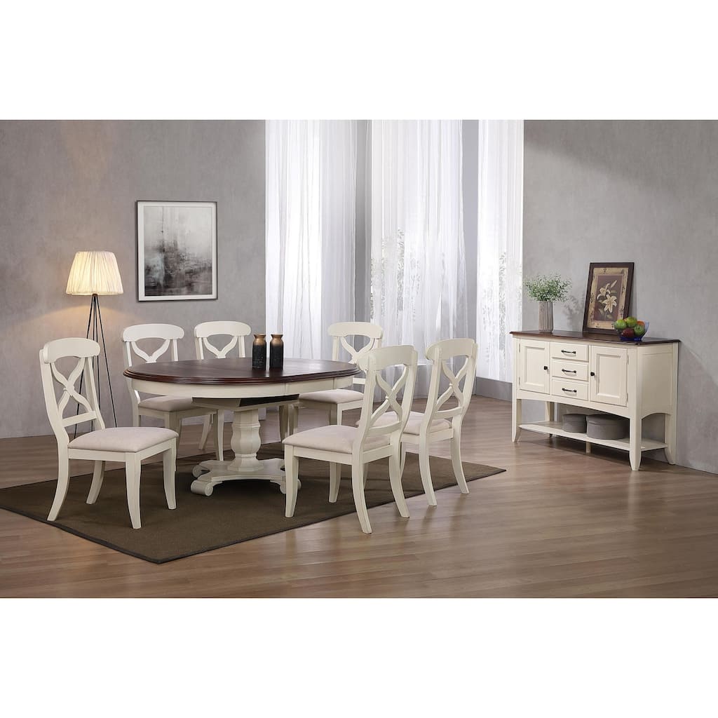 Extendable Dining Set - 8 Piece Round/Oval Table & Chairs - Art Deco Style