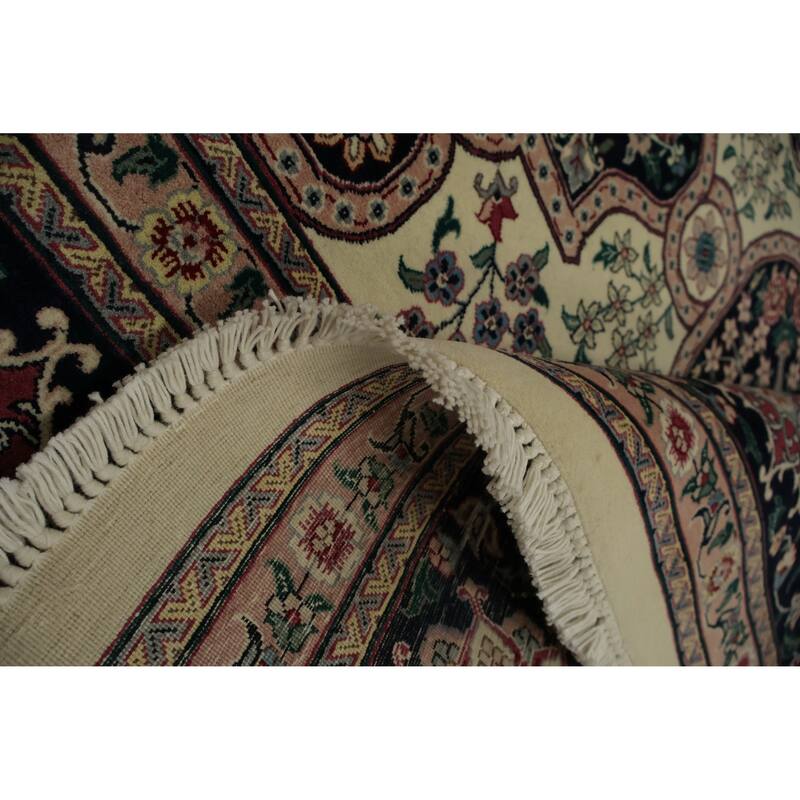 Hand Knotted Oriental 100% Wool Carpet Traditional Floral Beige & Ivories Aubusson Area Rug - 12' 3'' X 9' 1''