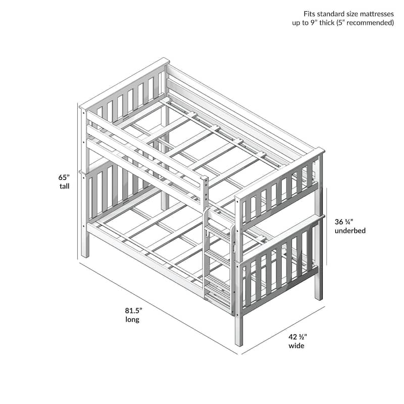 Max and Lily Twin over Twin Solid Wood Bunk Bed