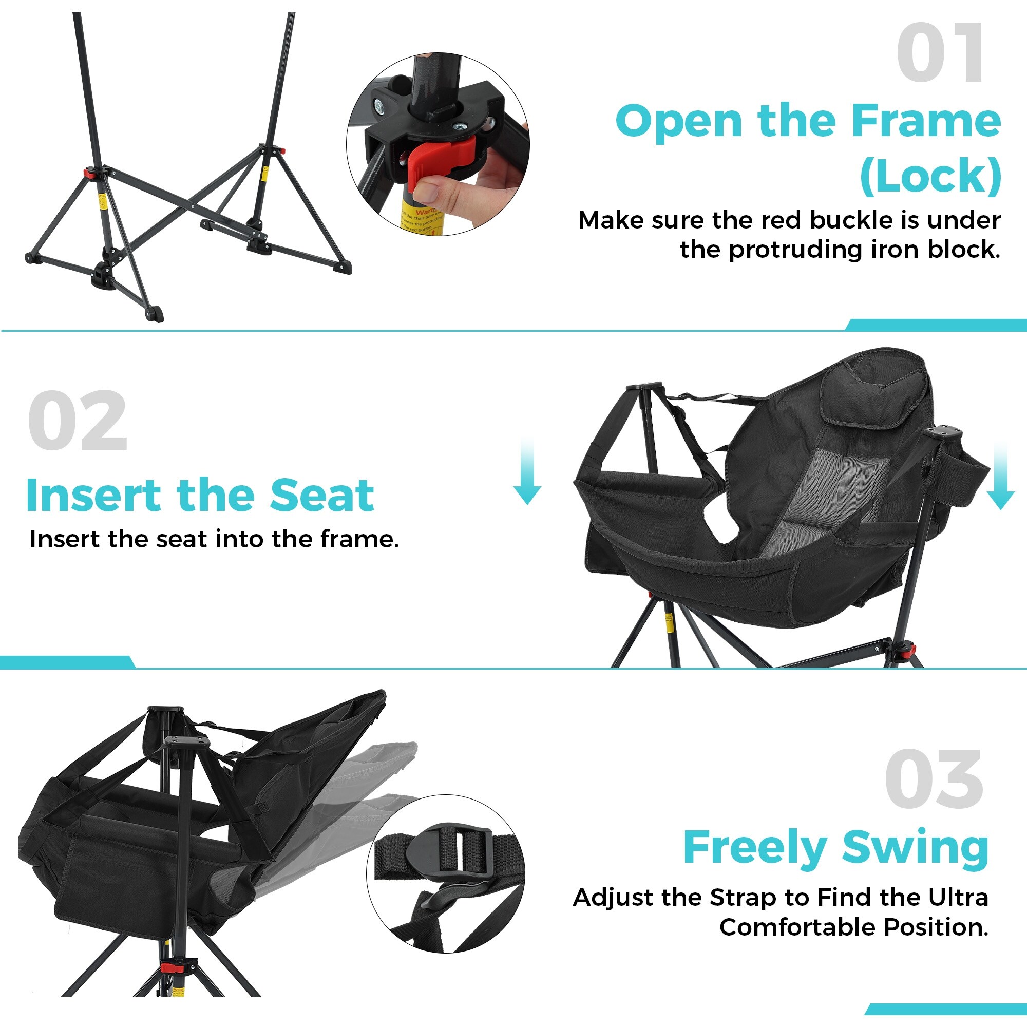 Hammock Camping Chair, Foldable Portable Rocking Chairs for Adults
