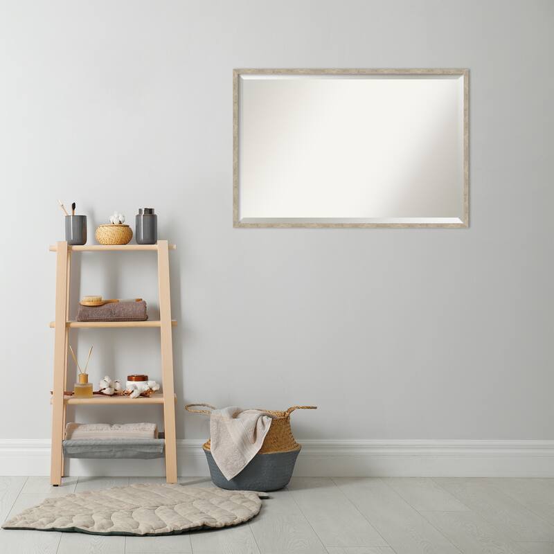 Imprint Beveled Wood Framed Bathroom Vanity Wall Mirror