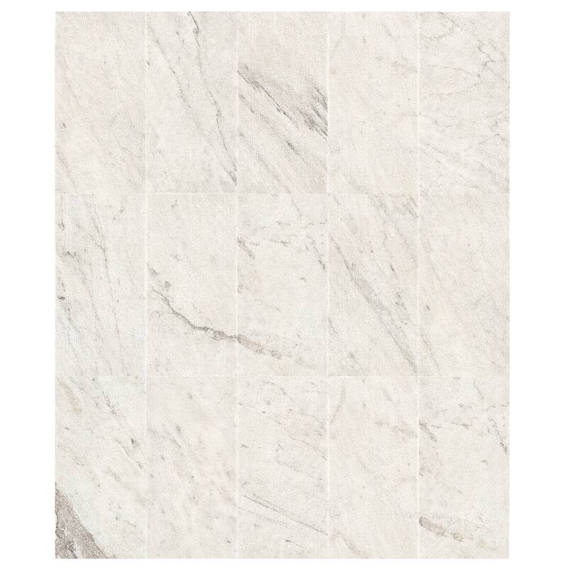 Roomfitters Natural Marble Wall Tile, FS Textured 3D Fluted Stone, Genuine Marble, 4-Piece Box, White