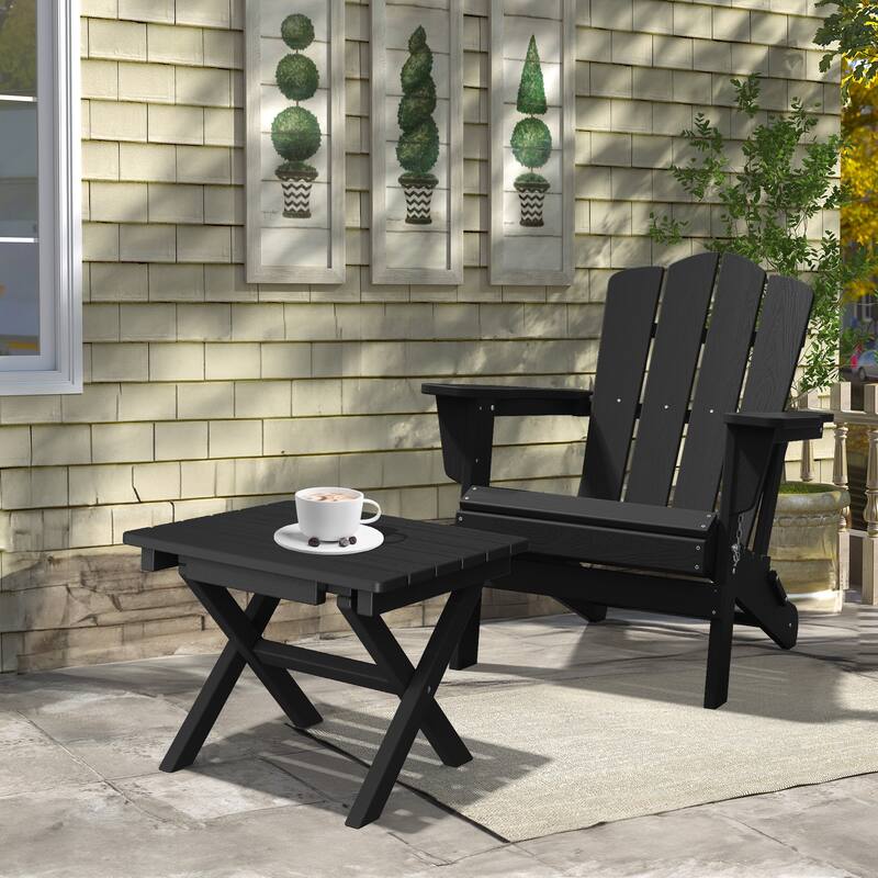 Outdoor Patio HDPE Foldable Side Table, Waterproof & Weather Resistant