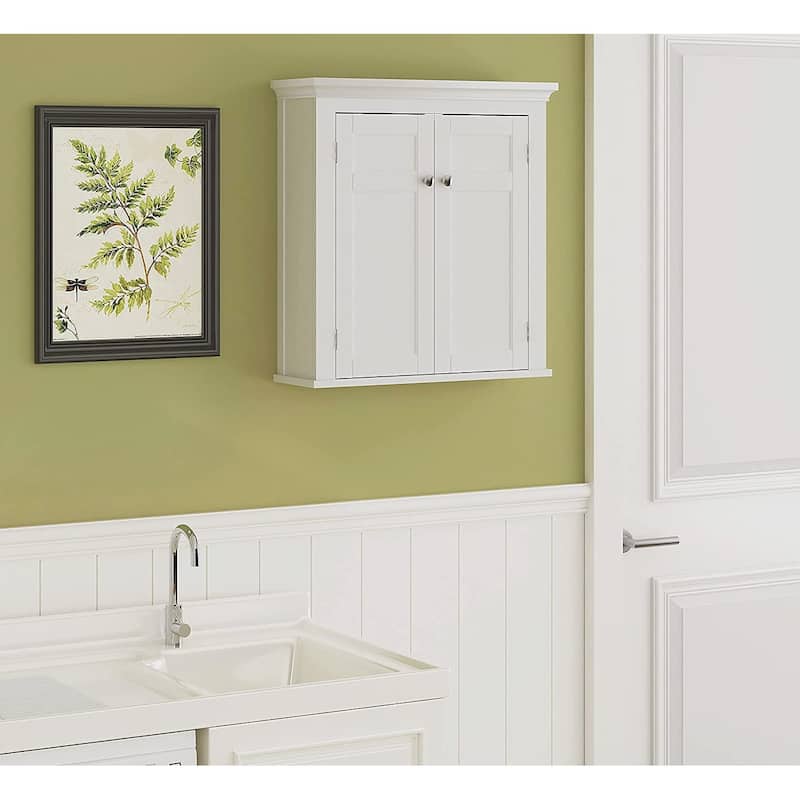 Spirich Home Bathroom Cabinet Wall Mounted with Doors and Shelves, 2 Doors Shuttered Wall Cabinet, Bathroom Wall Cabinet, White