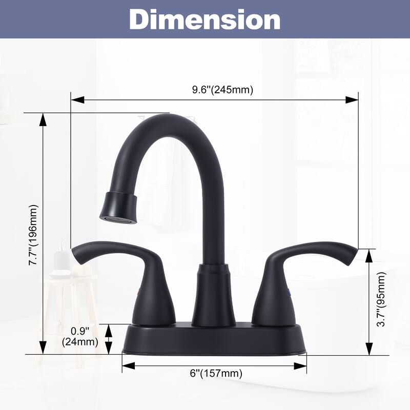 WOWOW 4 in. Centerset 2-Handles Deck Mount Bathroom Faucet