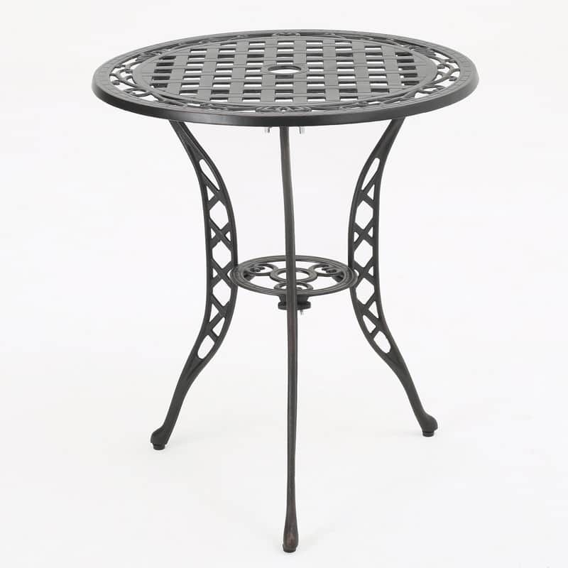3-Piece Metal Bistro Set - Curved Cast Aluminum Outdoor Table and Chairs