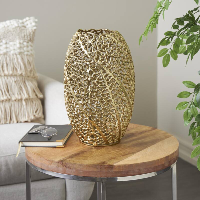 Aluminum Metal Abstract Metallic Coral Inspired Decorative Vase - Gold - Roche River Decor