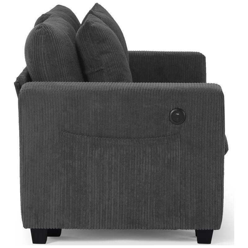Hamilton Corduroy Upholstered Modular Loveseat with USB Port
