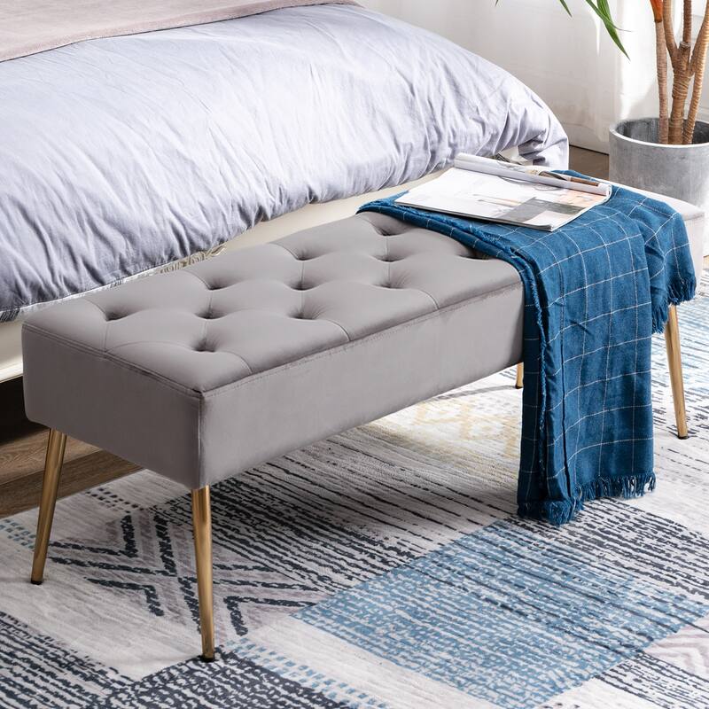 Modern 44" Length Button Tufted Bench