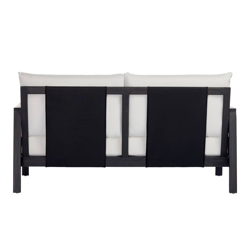 Christopher Knight Home - Arno Mid-Century Modern Outdoor Acacia Wood Sofa Seating Set with Cushions and Coffee Table