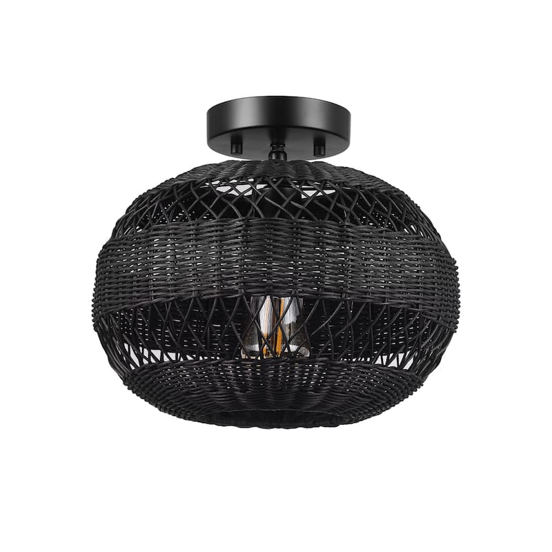 Globe Electric 91005464 Beth 12" Wide Semi-Flush Ceiling Fixture with - Matte Black