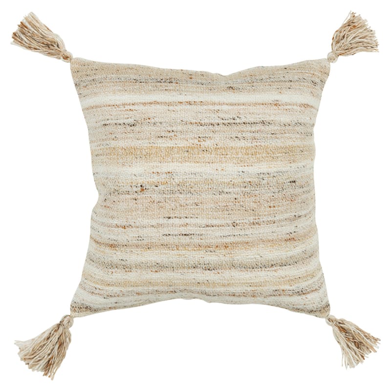 Mottled Poly Four Corner Tassels Pillow Cover