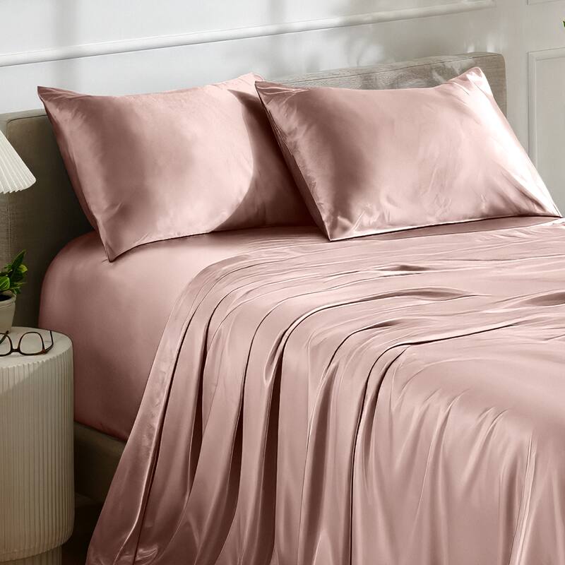 Bare Home Poly Satin Sheet Set - Twin - Blush