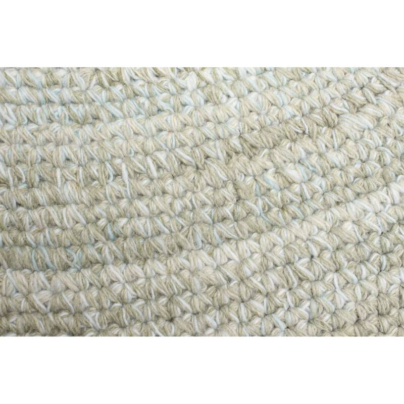 ECARPETGALLERY Braid weave Sienna Light Blue Wool Rug - 4'0 x 4'0