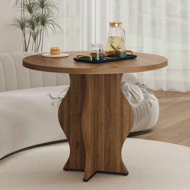 31.5" Farmhouse Wooden Round Dining Table