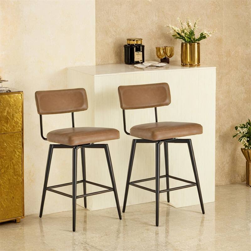 360 ° Rotating Bar Chair Bar Stool set of 2,with Leather Cushions