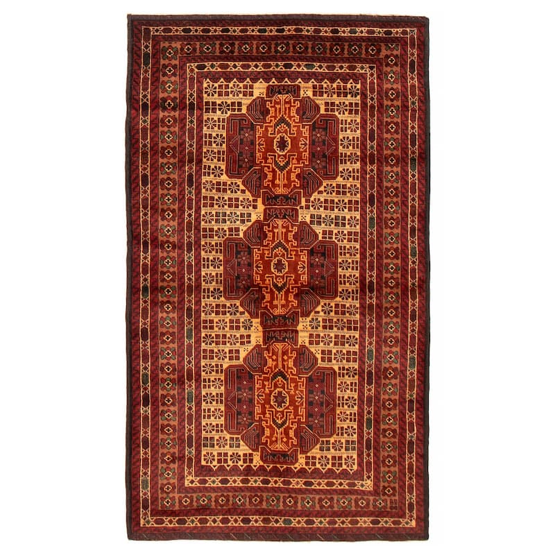 Teimani Beige, Red Rug 3'11" x 6'11" - 3'11 x 6'11 - Beige/ Red - 3'11 x 6'11