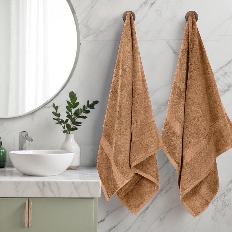Superior Egyptian Cotton Pile Heavyweight Bath Towel Set of 2 - Rust