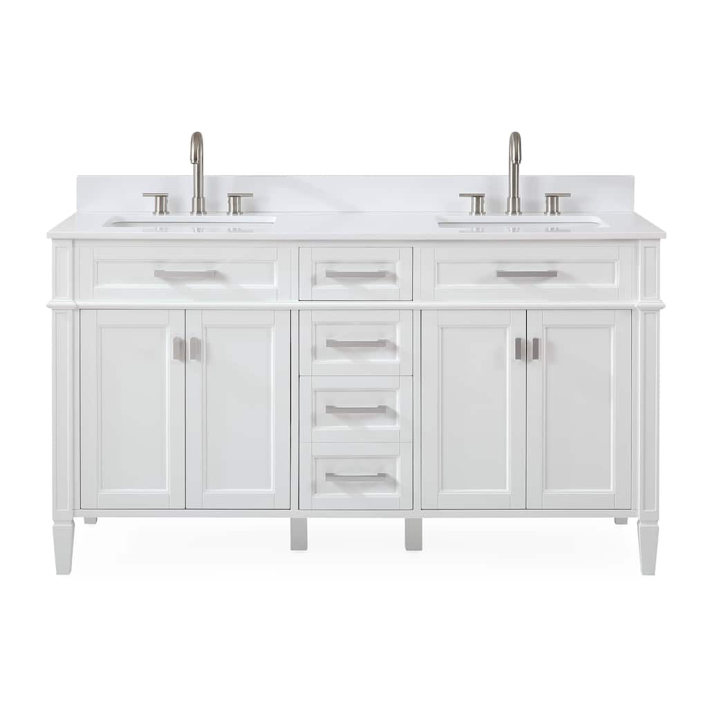 Tennant Brand Durand Modern White Double Sink Bathroom Vanity