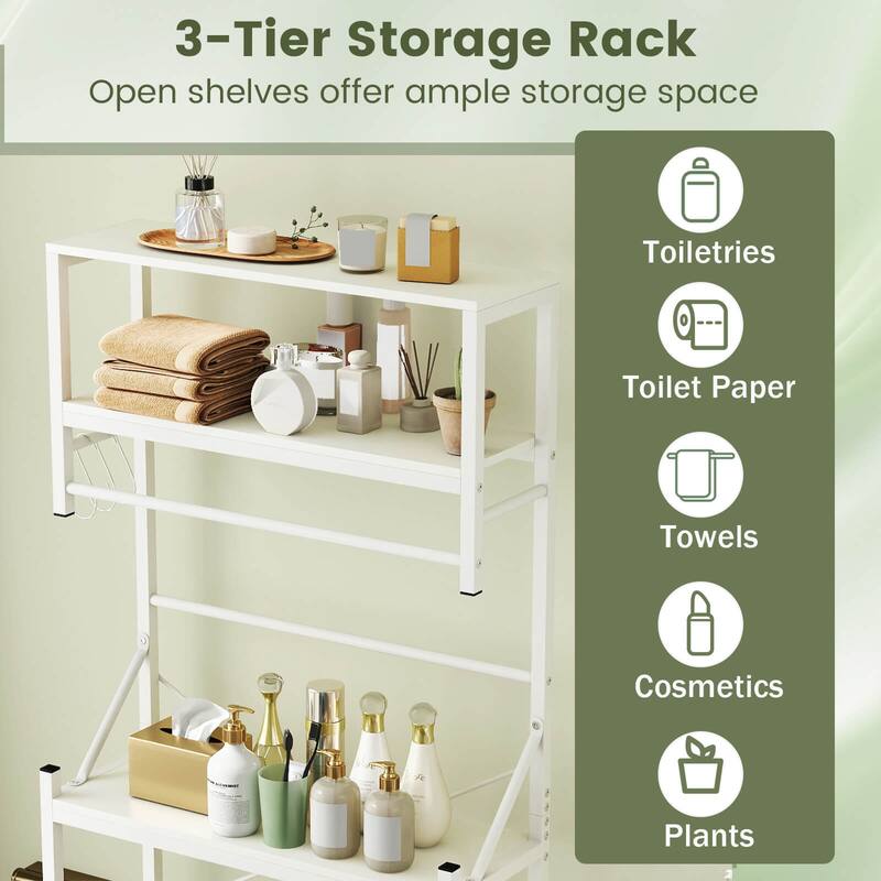Costway 3-Tier Over the Toilet Storage Rack with Towel Holder Hooks & - See Details