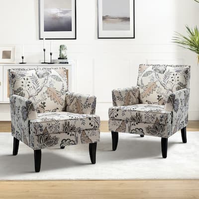 Akorda Classic Armchairs with Nailhead Trim and Solid Wood Legs Set of 2 by HULALA HOME