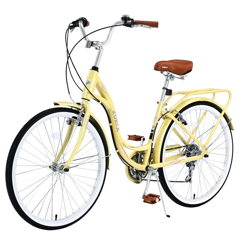 24" Women's Comfort Bike, Shimano 7-Speed, Steel Frame with V Brakes and Cushioned Saddle
