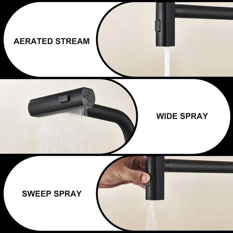 360° Rotating Single Handle Kitchen Sink Waterfall Faucet with Pull Down Sprayer (Only 1 Faucet)