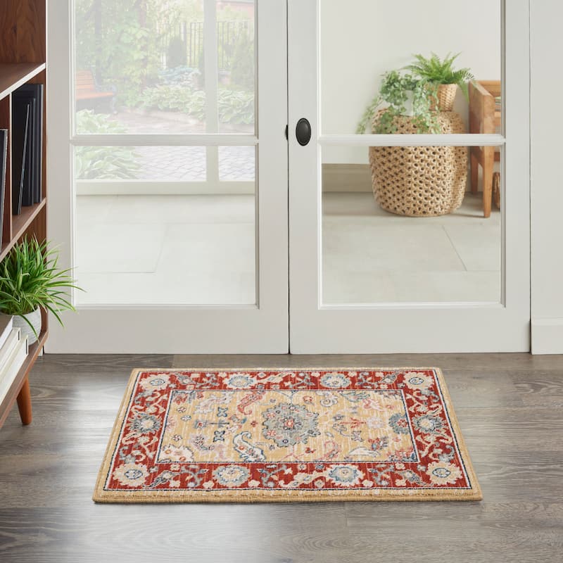 Nourison Parisa Traditional Bordered Area Rug - 2' x 3' - Gold Brick