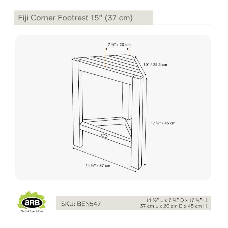 Teak Corner Footrest Fiji 15" (37 cm)