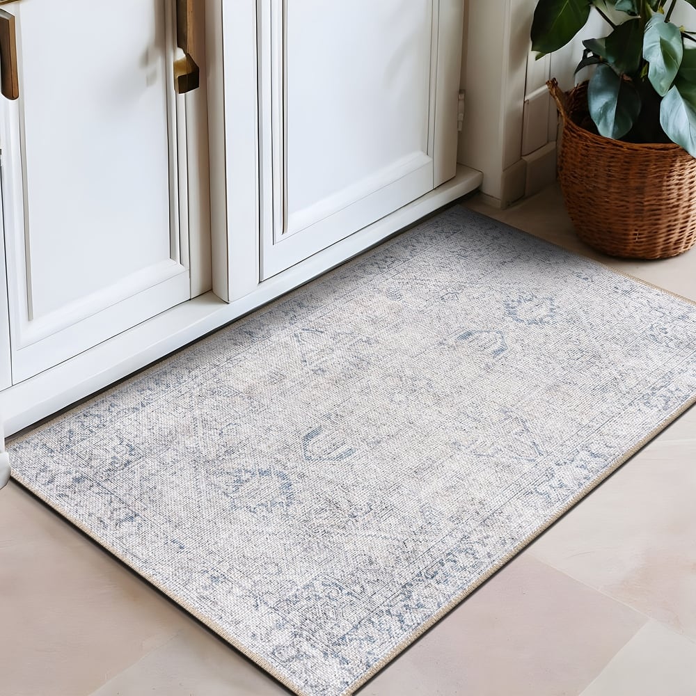 World Rug Gallery Vintage Boho Medallion Washable Non-Slip Area Rug