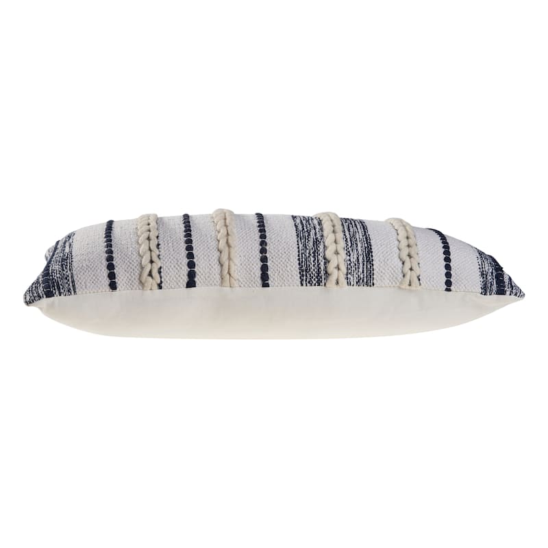 Sevita Seashore Braided Nautical Stripe Cotton Blend Throw Pillow