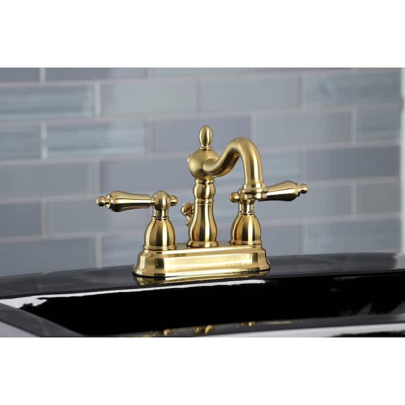 Kingston Brass Heritage Two-Handle 3-Hole Deck Mount 4 in. Centerset Bathroom Faucet