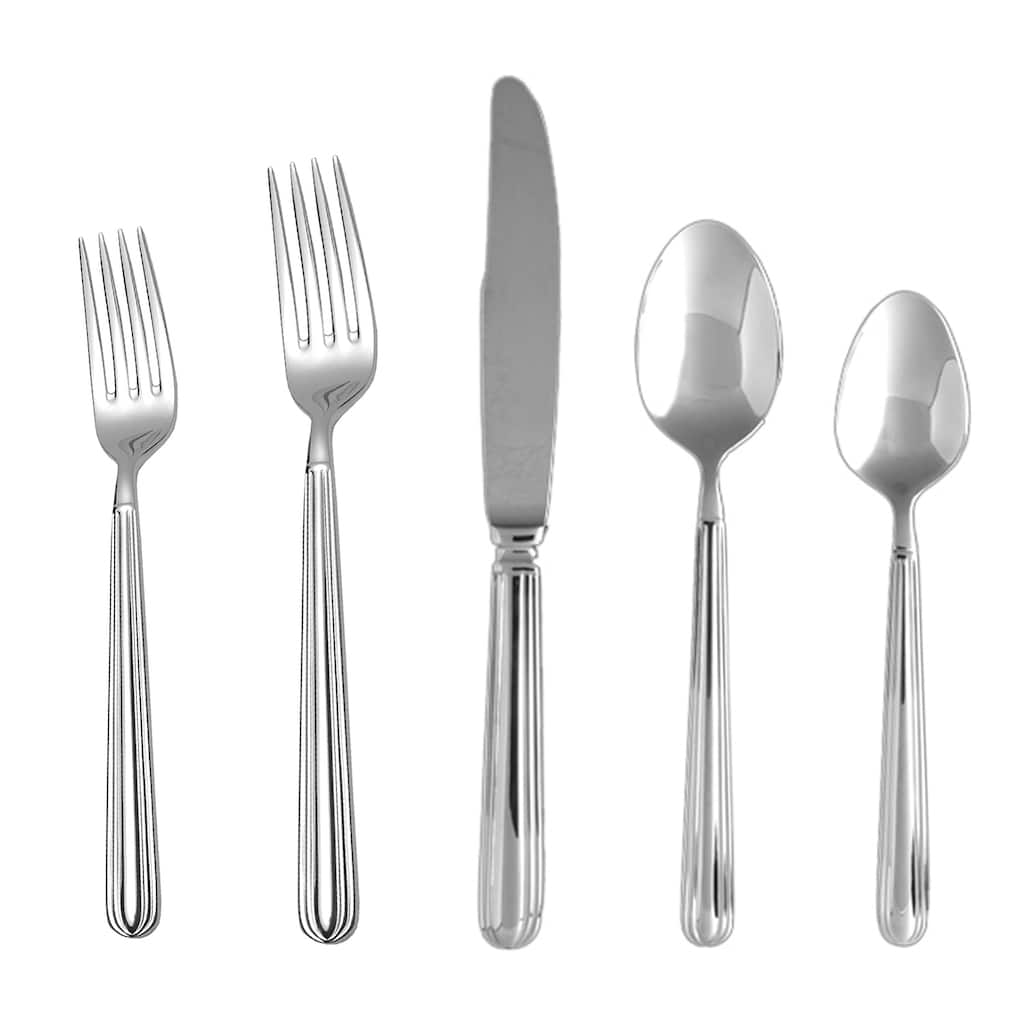 Fortessa Metropolitan 18/10 Stainless Steel, 5PC Flatware Set (Service for 1), Silver - 5 Piece Set