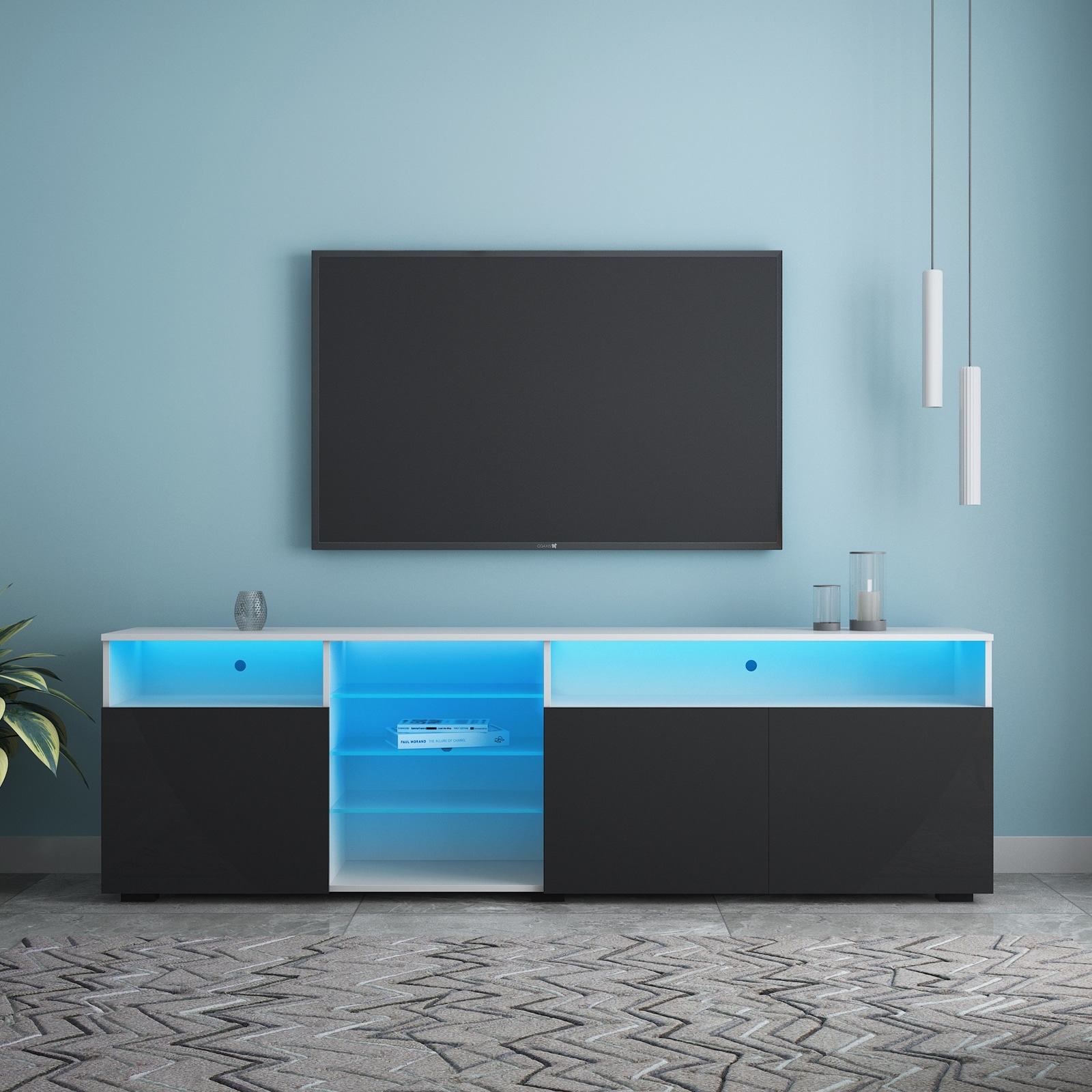 Mecor tv stand with led lights hot sale