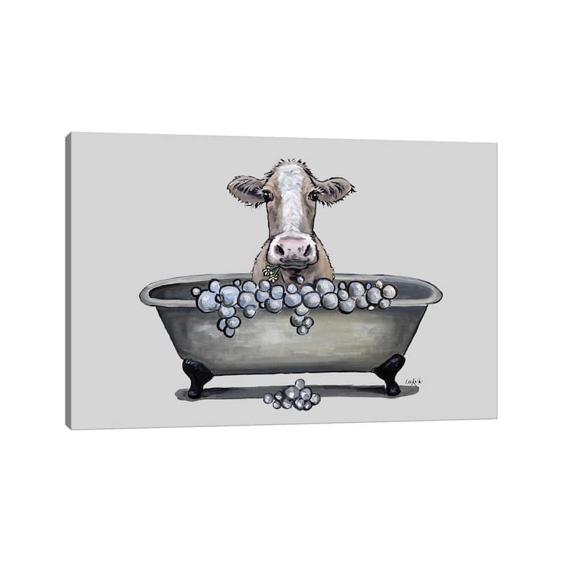 iCanvas "Cow In A Tub, Cow Bathroom Art 'maizy'" by Hippie Hound Studios Canvas Print
