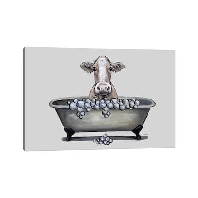 iCanvas "Cow In A Tub, Cow Bathroom Art 'maizy'" by Hippie Hound Studios Canvas Print