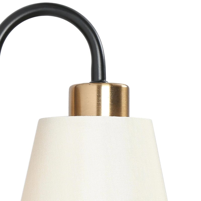 Mid-Century Modern 1-Light Black Gold Wall Sconce Fabric Bathroom Vanity Lights - L 4.9" x W 7.1" x H 8.3"