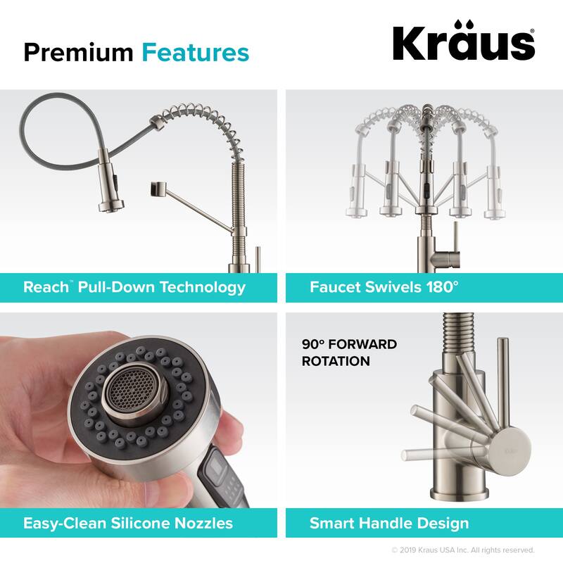 Kraus Bolden 2-Function 1-Handle Commercial Pulldown Kitchen Faucet