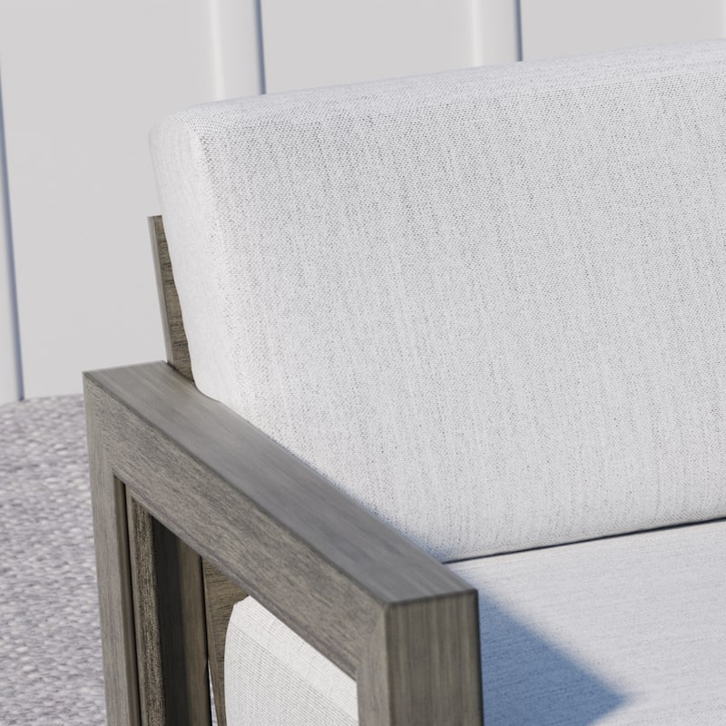 Outdoor Swivel Hand-painted Aluminum Patio Chairs with Gray Cushions
