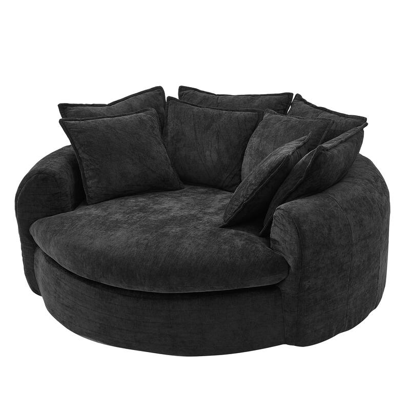 Round Chaise Lounge with Multiple Pillows by Harper&Bright Designs