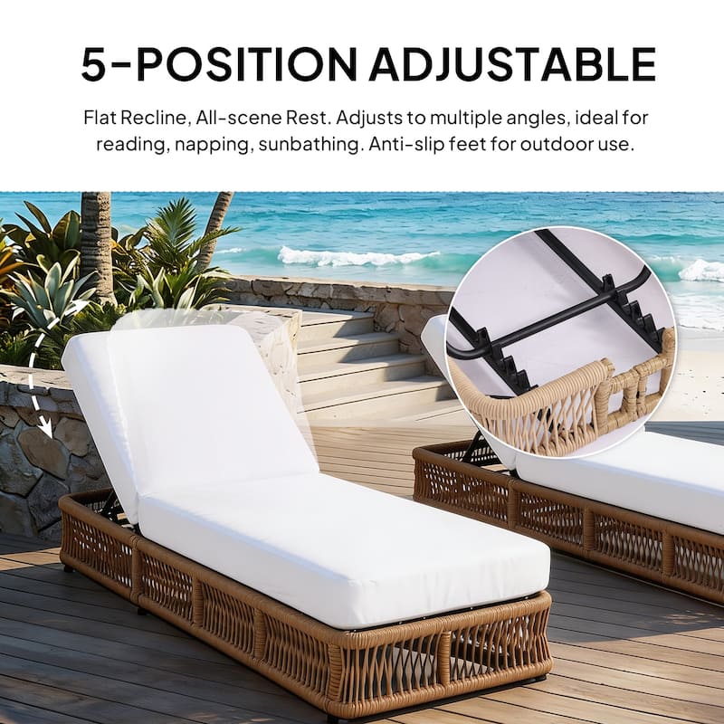 Adjustable Backrest Outdoor Chaise Lounge Chair Patio Pool Lounger