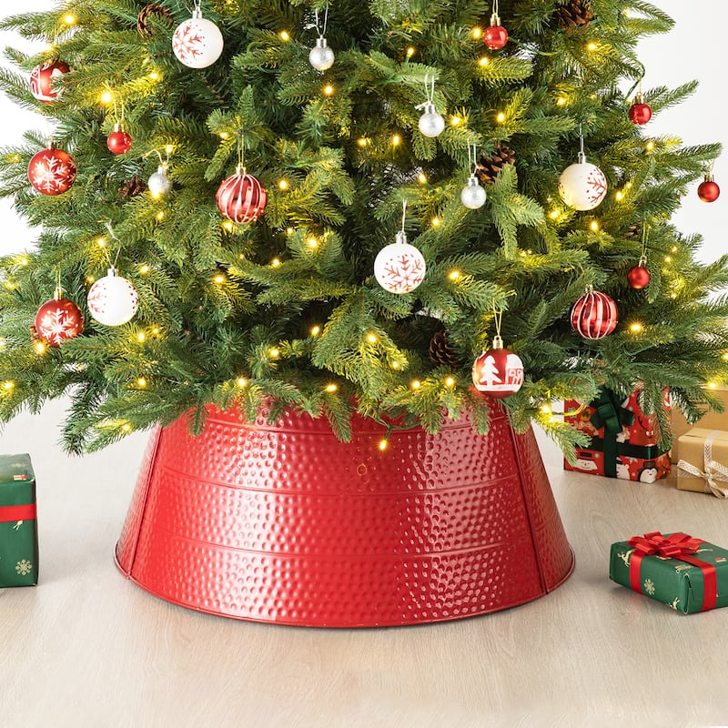 Glitzhome 40.5"D Christmas Hammered Metal Tree Collars