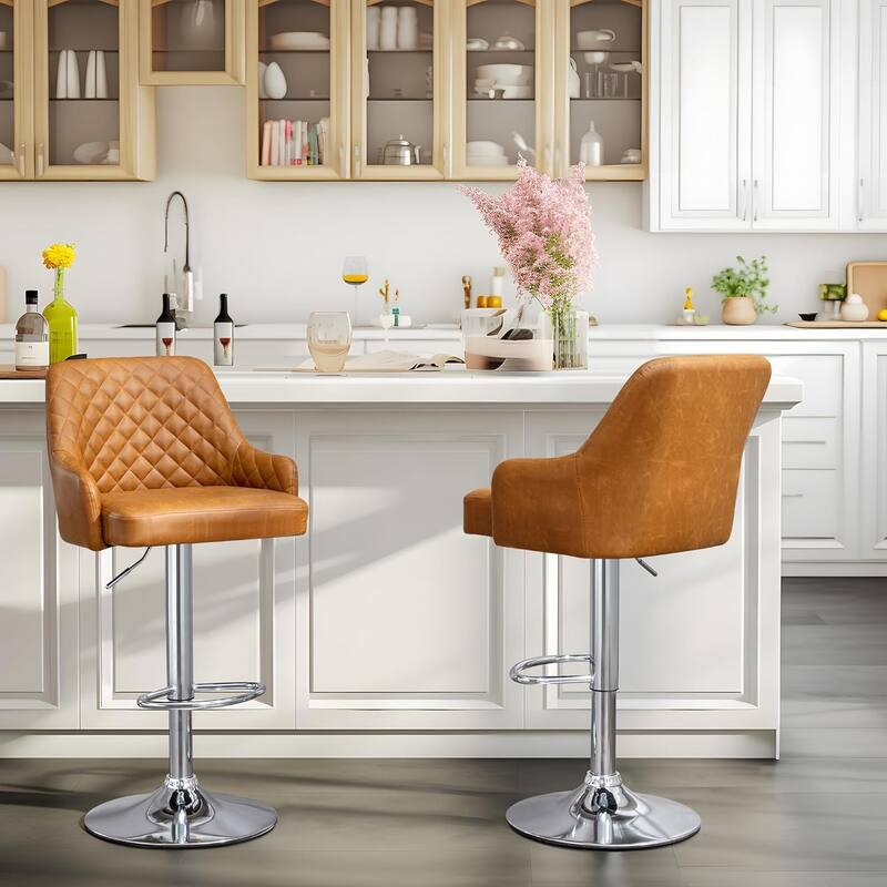 Barstools Set of 4 Counter Height Bar Stools Adjustable Stools with Back and Arm Kitchen Island Stools Swivel Bar Chairs