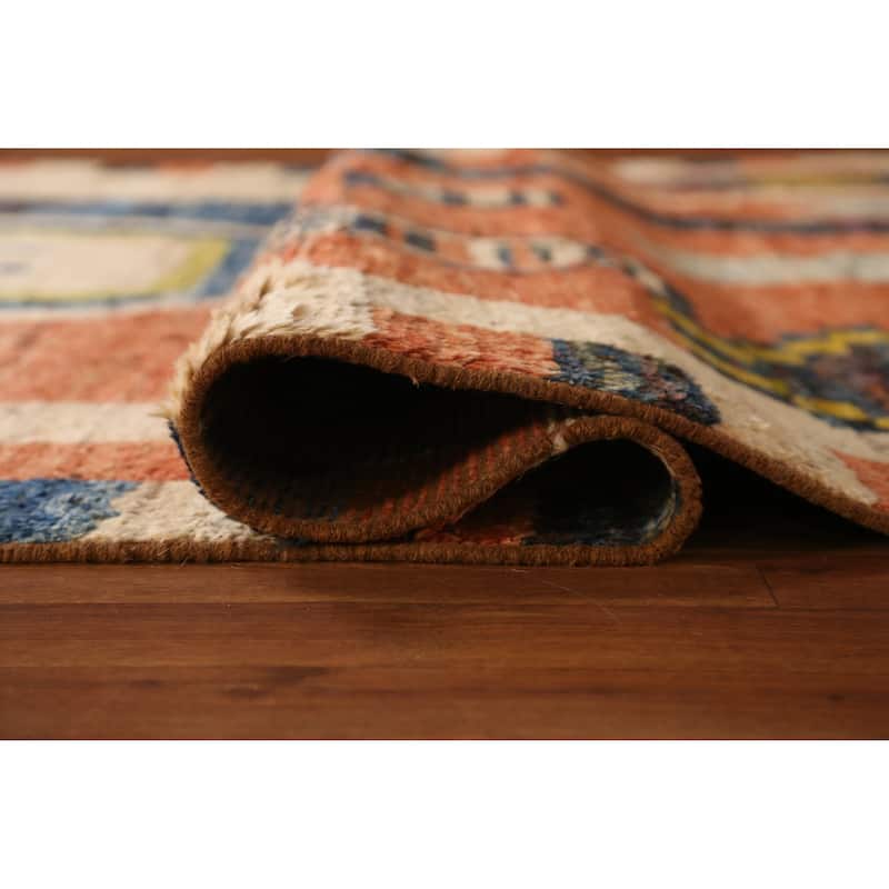 Orange Moroccan Oriental Area Rug Hand-Knotted Bedroom Wool Carpet - 6'10" x 9'7"