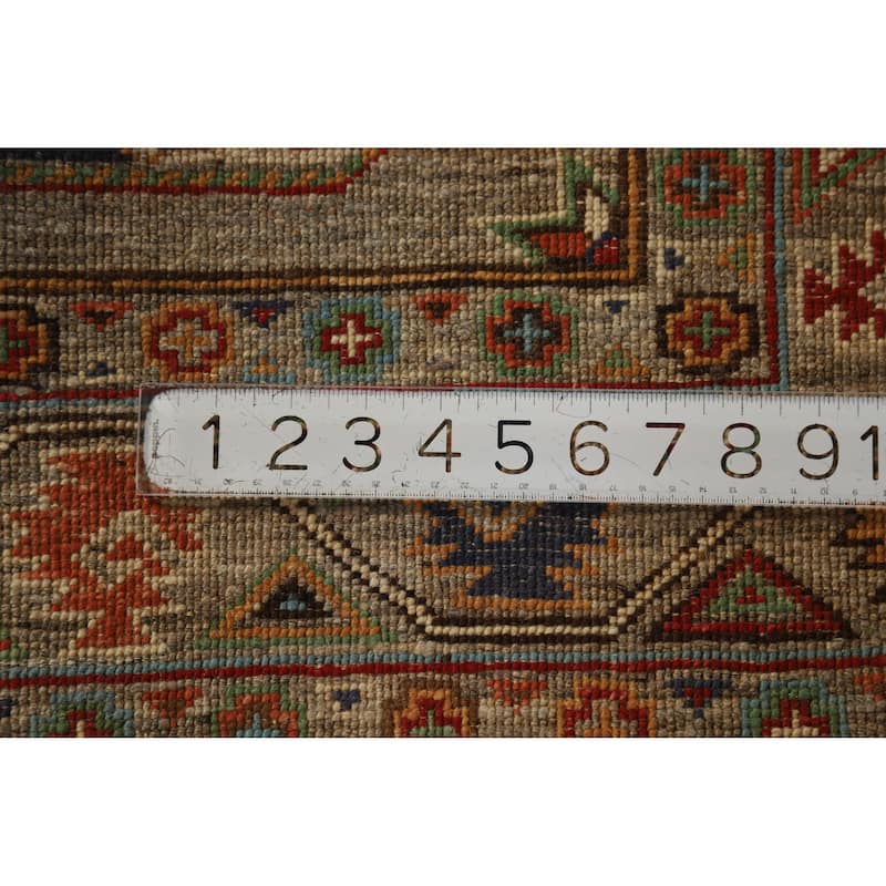 Hand Knotted Oriental 100% Wool Carpet Traditional Geometric Brown Kazak Area Rug - 6' 5'' X 4' 10''