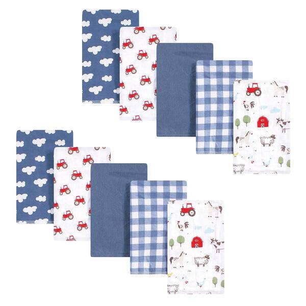 slide 1 of 1, Hudson Baby Infant Boy Cotton Flannel Burp Cloths, Boy Farm Animals, One Size - Boy Farm Animals - One Size One Size - Boy Farm Animals