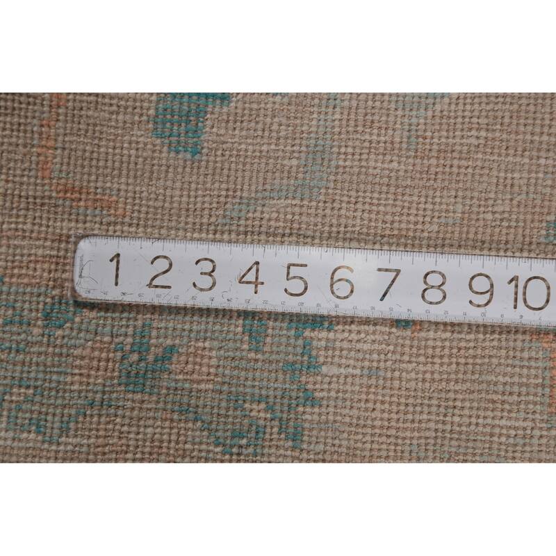 Hand Knotted Oriental 100% Wool Carpet Transitional Floral Beige & Ivories Oushak Runner Rug - 9' 10'' X 2' 8''